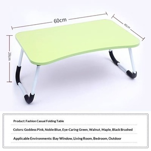 Table de chevet en bois vert clair avec design à bord ondulé, <span class=keywords><strong>plateau</strong></span> <span class=keywords><strong>mobile</strong></span> pour ordinateur portable avec emplacement pour appareil et porte-gobelet pour <span class=keywords><strong>lit</strong></span> - Product Image 5