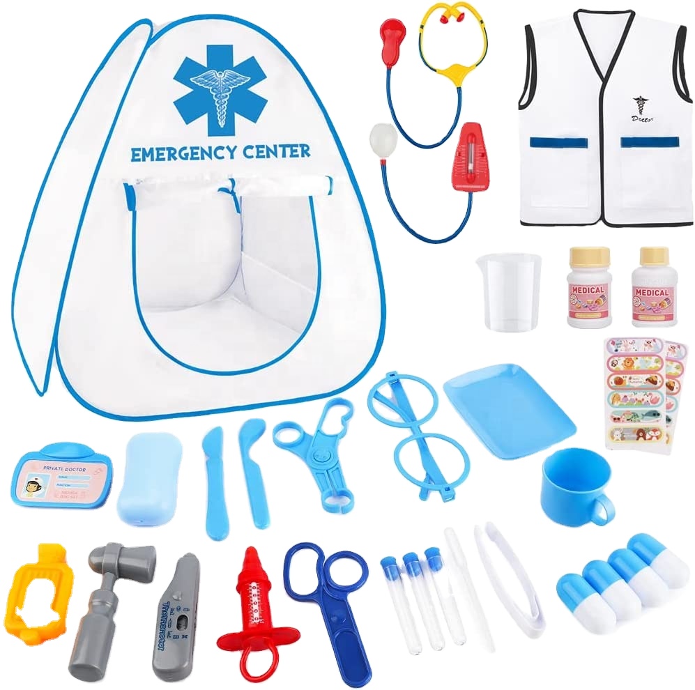Забавные детские школьные развивающие игрушки, комплект для ролевых игр, детская игрушка-врач-станция, набор для врачей, игрушка с палаткой