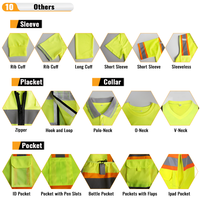 Chaleco de Seguridad de Alta Visibilidad AS/NZS 4602 con Cierre de Cremallera y Bolsillo Trasero para Identificación, Ropa Reflectante para Construcción