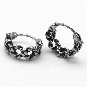 Pendientes de Aro Huggie Personalizados para Hombre, Acero Inoxidable 316L, Impermeables, Hipoalergénicos, Cadena Cubana, Estilo Vintage Industrial Punk, Regalo - Product Image 3