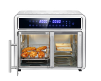 Friteuse à air 360 à porte française d'usine, capacité de 25 QT, zone de cuisson à double température de 2 façons différentes, acier inoxydable