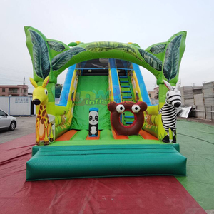 Double sided kids outdoor party jumpers bounce house <b>large</b> bouncy castle toboggan gonflable inflatable safari <b>slide</b> - Product Image 6