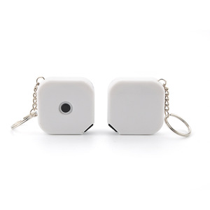 Mini ruban à mesurer 3 m métrique blanc format poche avec porte-clés à rappel manuel - Product Image 2