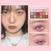 Vente en gros 18 couleurs boîtier en plastique palette d'ombres à paupières poudre néon pressé fard à paupières multichrome