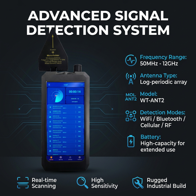 Averguard VSD-0619T Handheld TSCM Signal Detector | 2.4GHz Non-Linear Junction Detection | Wireless Bug Eavesdropping Sweeper