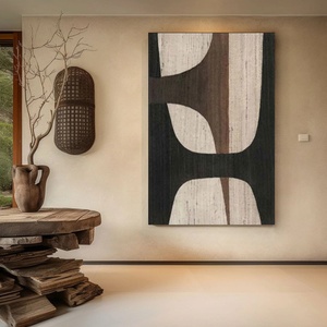 Cuadro Abstracto Grande en Tonos Marrón y Negro, Estilo Wabi Sabi Minimalista, sobre Lienzo, para Decoración Moderna del Hogar y Galería - Product Image 3