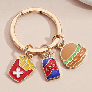 Porte-clés en métal mignon en émail, dessin animé, <span class=keywords><strong>pain</strong></span>, gâteau, frites, fromage, <span class=keywords><strong>sandwich</strong></span>, beignet, hamburger, hot-dog, café glacé - Product Image 5