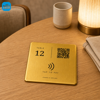 Panneau de table personnalisé en PVC avec code NFC et QR, 13,56 MHz, effet visuel or brossé, pour menu de restaurant et avis Google