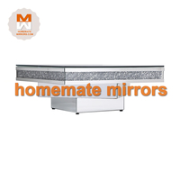 Ensemble de table basse de luxe en diamant miroir avec cristaux, prix compétitif