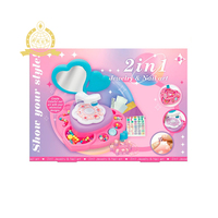 Kit de fabrication de bracelets à perles 2-en-1 pour enfants, jouet de beauté pour le maquillage et le nail art, avec autocollants pour ongles