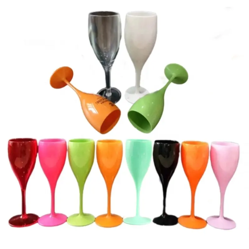 Bicchieri da vino usa e getta con Logo personalizzato bicchieri da calice bicchieri da Champagne in plastica bicchieri da Champagne in plastica acrilica