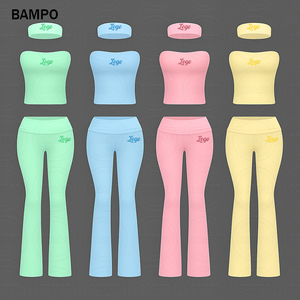 Set 2 pezzi di abbigliamento estivo da <span class=keywords><strong>donna</strong></span> Top in <span class=keywords><strong>cotone</strong></span> Y2K personalizzato e ripiegate sopra pantaloni da Yoga in due pezzi Set da salotto abbigliamento <span class=keywords><strong>donna</strong></span> - Product Image 1