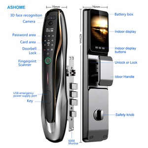 图雅自动3D面部识别智能锁Wifi安全可视对讲门锁带摄像头的自动数字门锁 - Product Image 3