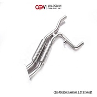 نظام كاتم صوت العادم CGW, نظام عادم بصمام كهربائي من الفولاذ المقاوم للصدأ عالي الجودة ، كاتم صوت يعمل بظهر القطة وأنبوب أمامي لسيارات Porsche Cayenne من موديلات 958.1 و 3.0T