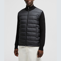Ventes en gros de sweats d'hiver unisexes personnalisés en duvet, tricotés avec fermeture éclair, veste chaude pour homme, col montant, vestes en duvet tricotées