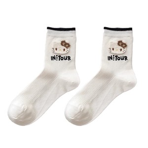 In Tour Women's Mid Calf Socks KT Cat Pattern Breathable Slouch Socks Summer Casual Style - Product Image 5