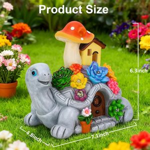 Decoración Solar para Jardín, Tortuga con Suculenta y 7 Luces LED, Regalos de Navidad y Cumpleaños para Mujeres, Mamá, Abuela, Hombres, Estatuas de Exterior - Product Image 4