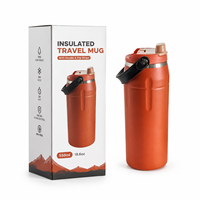 Bouteille de sport isotherme à bouchon rabattable de 550 ml avec boucle de transport, bouteille de voyage en acier inoxydable à double paroi sous vide, 16 oz, FDA