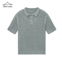 AiNear Vente en gros de chemises pullover en cachemire à manches courtes col polo creux Oem & Odm avec logo personnalisé Pull crochet pour hommes