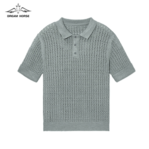 AiNear Vente en gros de chemises pullover en cachemire à manches courtes <span class=keywords><strong>col</strong></span> polo creux Oem & Odm avec logo personnalisé <span class=keywords><strong>Pull</strong></span> crochet pour hommes - Product Image 1