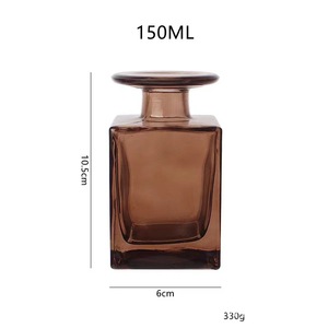 Botella de vidrio de aromaterapia sin fuego con fondo grueso cuadrado marrón de gama alta de 150ml - Product Image 6