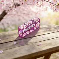 Boîte d'emballage en PET à fleurs de cerisier imprimées avec logo personnalisé, rehaussez votre marque de probiotiques Sakura