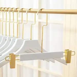 Inspring Excellent Quality Clothes Trousers Suit Hanger with White Color and Gold Hook