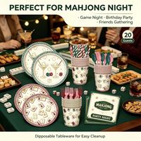 Plateau en papier jetable style Mahjong, 9 pouces, qualité alimentaire, imperméable, design Mahjong, ensemble de vaisselle pour dîner de fête