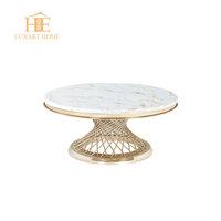 Meja Kopi Modern dengan Permukaan Marmer Alami, Furnitur Baja Tahan Karat, Desain Panel Kayu Batu untuk Ruang Tamu Kontemporer