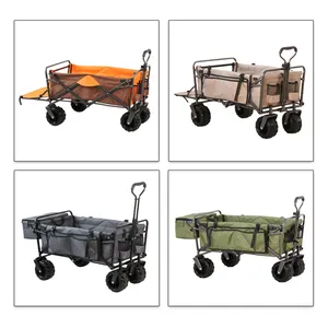 Heavy Duty Four-wheel Pneumatic Tire Metal Iron Mesh General Purpose Hand Trucks Shopping Day Camper Trailer Utility Wagon