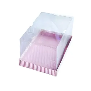 आयताकार कागज ट्रे डिस्पोजेबल पारदर्शी प्लास्टिक केक बॉक्स अनुकूलित किया जा सकता