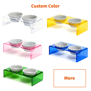 Bán Buôn Rõ Ràng Đôi Bát Ăn Giá Con Chó Mèo Ăn Uống Lớn lên Cao Bát Đứng Chủ Trong Suốt Acrylic Pet Trung Chuyển - Product Image 3