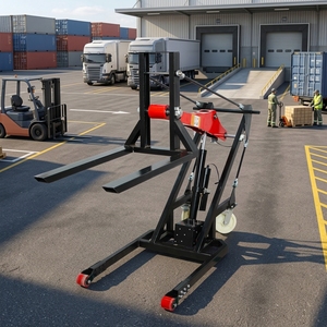 Apilador Autocargable Portátil, Elevador de Palés Semieléctrico, Plataforma Elevadora Hidráulica de 500 kg, Altura de Elevación de 1.3-1.6 m para Camión HGTP.LT - Product Image 1