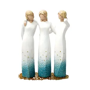 تمثال ثلاث شقيقات بسيط وعصري مخصص لزينة المنزل وغرفة المعيشة تمثال مصنوع يدويًا من الراتنج