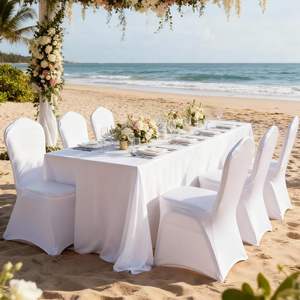 Housse de chaise de mariage dorée en spandex de luxe, une pièce, tout compris, pour banquet et restaurant – Offre spéciale - Product Image 2