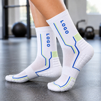 Chaussettes de sport en coton avec logo personnalisé, faible MOQ, respirantes, rembourrées, pour le basketball, la course à pied, chaussettes pour hommes