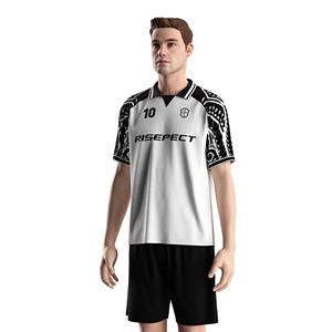 Zwart-Wit Herenvoetbaluniform Met V-Inzetpolokraag Voetbalshirt Voor Training En Competitie - Product Image 3