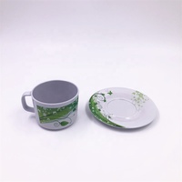 Tasses à thé et soucoupes en mélamine plastique de haute qualité, durables, personnalisables (couleur, logo, motif floral), réutilisables pour le camping et la restauration – Vente chaude en gros