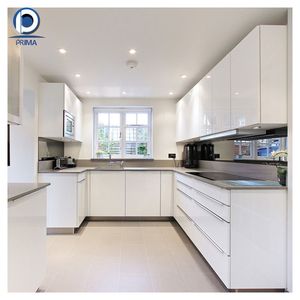 Prima Handless High Glossy Lacquer Home Storage Solid Wood Luxury Kitchen Design Suppliers