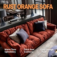 Canapé modulaire en tissu flanelle Sorrento italien personnalisé, assise profonde, mousse anti-affaissement, canapé nuage pour salon de villa