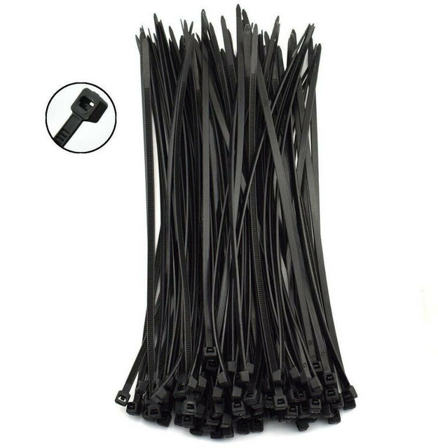 China Factory Plastic Nylon Cable Tie Black 4* 200mm 8 Inch Anti-UV Plastic Cable Tie 40lb Tension 3.6mm Zip Tie 100pcs