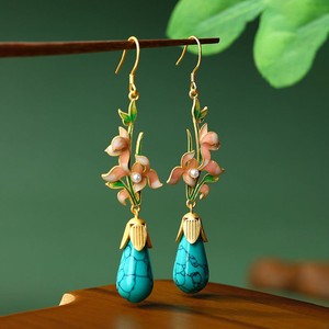 Nouvelle Collection Scenic Night Market : Bijoux de Mode Chinoise Haut de Gamme en Alliage Émaillé Dégradé, Imitation Jade, Plaqué Or, Motif Floral, Style Niche, pour Soirée - Product Image 1