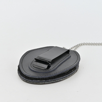 Porte-badges en cuir véritable sur mesure fabriqués en Chine avec longue chaîne et logo ajoute, en cuir véritable
