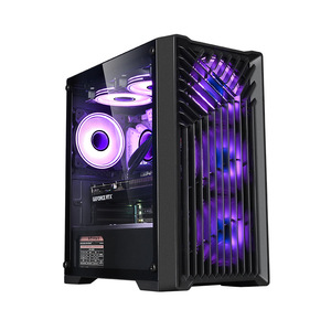 Lovingcool ブラックコンピューターケース ITX MATXケース 強化ガラスサイドパネル対応 RGB CPUキャビネット 120mm PC冷却ファン付き - Product Image 1