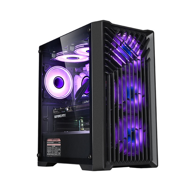 Lovingcool Black Computer Case ITX MATX Case Support Tempered Glass Side Panels RGB CPU Cabinet With 120mm PC Cooling Fan