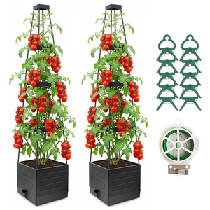 Bacs de jardin surélevés avec treillis <span class=keywords><strong>pour</strong></span> plantes grimpantes, légumes et cage à <span class=keywords><strong>tomates</strong></span> - Product Image 1