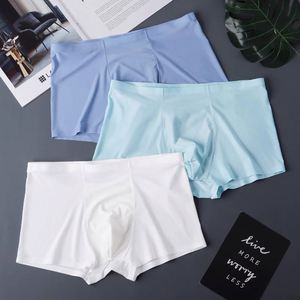 Kailisi Men's Summer Black Spandex/Nylon Ice Silk Boxer Briefs Seamless Breathable Anti-Bacterial Mid-Rise Logo Waist Knitted - Product Image 4