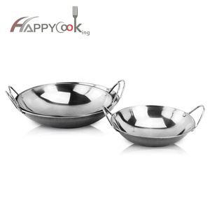 Wok indio de acero inoxidable de diseño moderno que sirve Wok <span class=keywords><strong>Sukiyaki</strong></span> Pot Kadhai Metal ecológico de fábrica china - Product Image 2