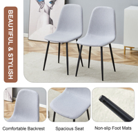 Ensemble de chaises de salle à manger simples et luxueuses en lin-coton avec pieds en métal noir à haute résilience, style contemporain, pour la maison, le bureau, l'hôtel, les salons