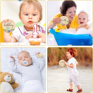 Cartes d'étapes mensuelles en <span class=keywords><strong>bois</strong></span> pour bébé Disques de marqueurs d'étapes mensuelles pour bébé Cercles en <span class=keywords><strong>bois</strong></span> d'étapes mensuelles double face - Product Image 2